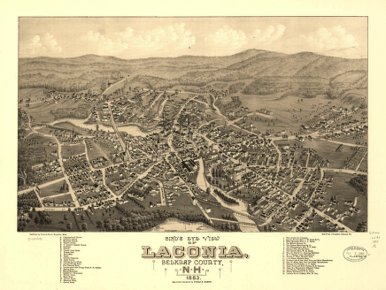 Bird's eye view of Laconia, Belknap County, N.H. 1883. Beck & Pauli, lithographers.