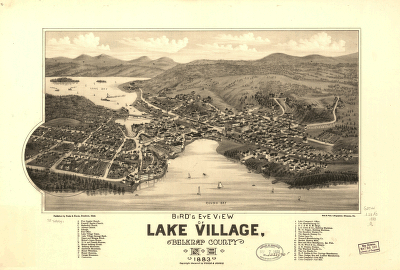 Bird's eye view of Lake Village, Belknap County, N.H. 1883. Beck & Pauli, lithographers.