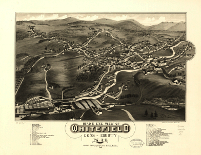 Bird's eye view of Whitefield, Coos County, N.H., 1883. [Drawn by] A. F. Poole. Beck & Pauli, lithographers.