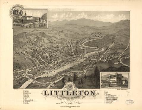 Bird's eye view of Littleton, Grafton County, N.H. 1883. [Drawn by] A. Poole. Beck & Pauli, lithographers.