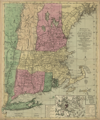 Bowles's new pocket map of the most inhabited part of New England