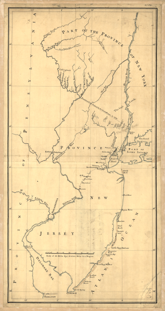 New York & New Jersey commissioners line from 41 on Hudson's River taken in 1769.