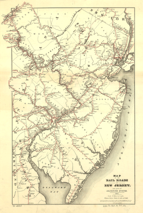 Map of the rail roads of New Jersey, and parts of adjoining states.
