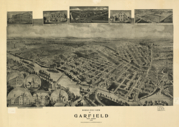 Birds eye view of Garfield, New Jersey 1909. Drawn and published by T. M. Fowler.