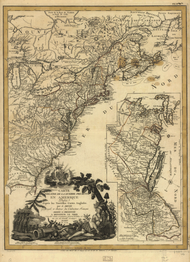 Carte du theatre de la guerre presente en Amerique, dressée d'après les nouvelles cartes anglaises par L. Denis.