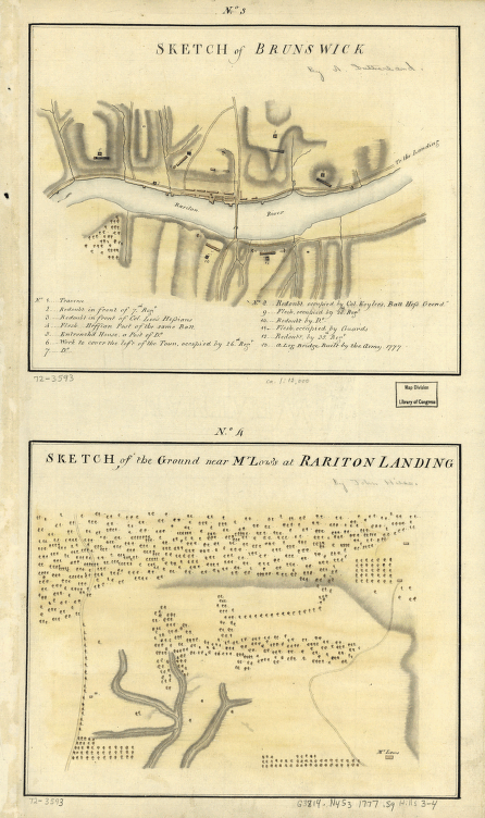 Sketch of Brunswick. Sketch of the ground near Mr. Low's at Rariton Landing.