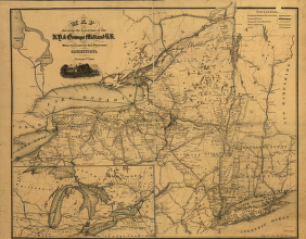 Map showing the location of the N.Y. & Oswego Midland R.R. with existing and proposed connection, January 1st 1869