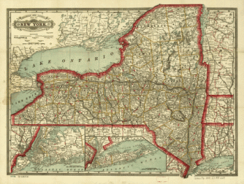 Cram's township and rail road map of New York.