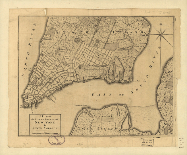 A plan of the city and environs of New York in North America.