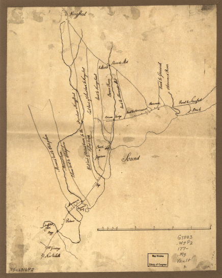 Map of the roads from New Rochelle to Kingstreet, Westchester County.