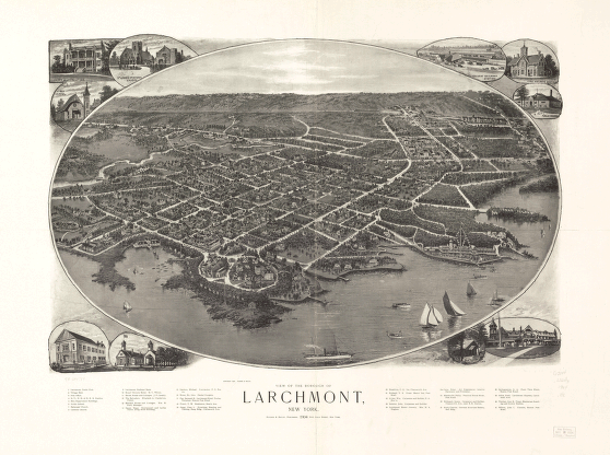 View of the borough of Larchmont, New York.