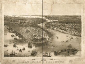 Bird's eye view of New-York & Brooklyn drawn from nature & on stone by J. Bachman[n].