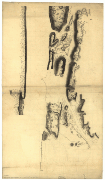 Unfinished draught for a topographical map of the northern part of New York Island.