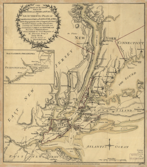 The seat of action, between the British and American forces; or, An authentic plan of the western part of Long Island