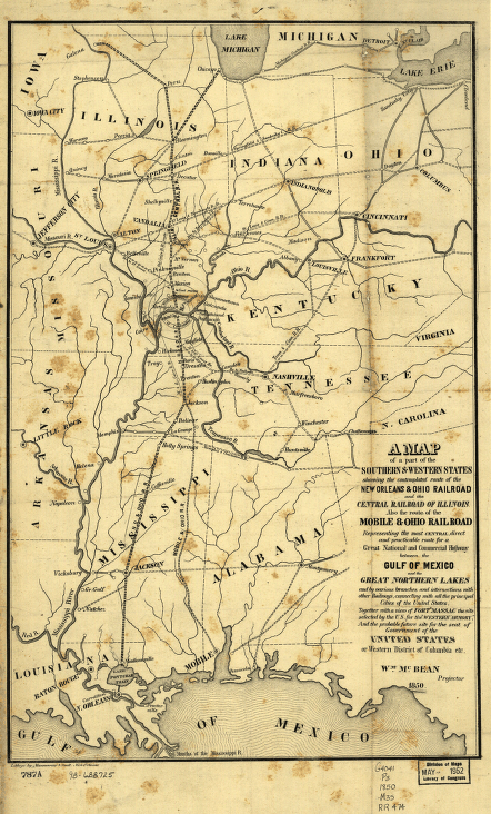 A map of a part of the southern & western states