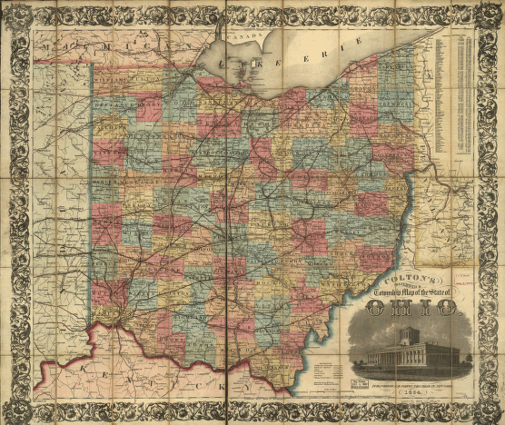 Colton's railroad & township map of the state of Ohio, drawn by George W. Colton, engraved by J M. Atwood.