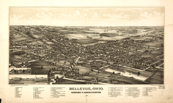 Bellevue, Ohio, Sandusky & Huron counties 1888. Burleigh Lith. Est.