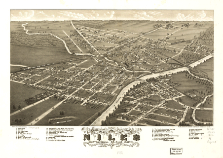 Panoramic view of the city of Niles, Trumbull Co., Ohio 1882. Beck & Pauli Lith.