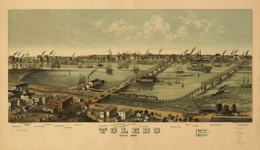 Toledo, Ohio 1876. [By] A. Ruger. Chas. Shober & Co. props. Chicago Lith. Co.