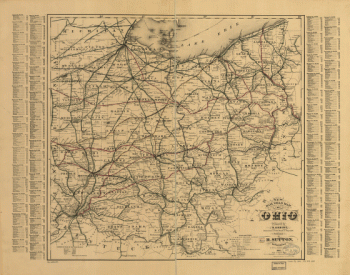 New rail road map of Ohio prepared by H. Sabine, Commissioner of Rail Roads & Telegraphs.