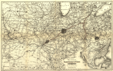 Maps showing the Toledo, Cincinnati, & St. Louis Railroad and its connections, 1881.