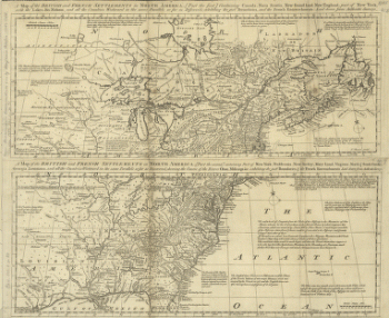 A map of the British and French settlements in North America