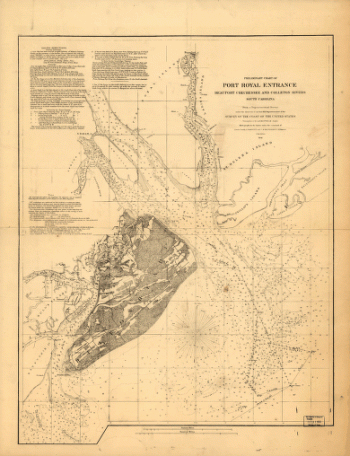 Preliminary chart of Port Royal entrance. Beaufort, Chechessee, and Colleton Rivers, South Carolina