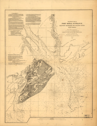 Preliminary chart of Port Royal entrance. Beaufort, Chechessee, and Colleton Rivers, South Carolina