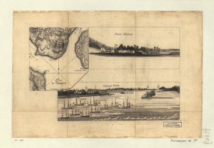 Plan d'Amboy. Vues de la rade de Charles-Town et de Fort Sulivan, mai 1780.