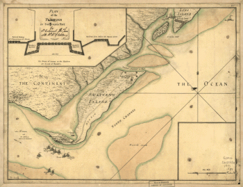 A plan of the attack of Fort Sulivan, near Charles Town in South Carolina by a squadron of His Majesty's ships on the 28th day of June 1776