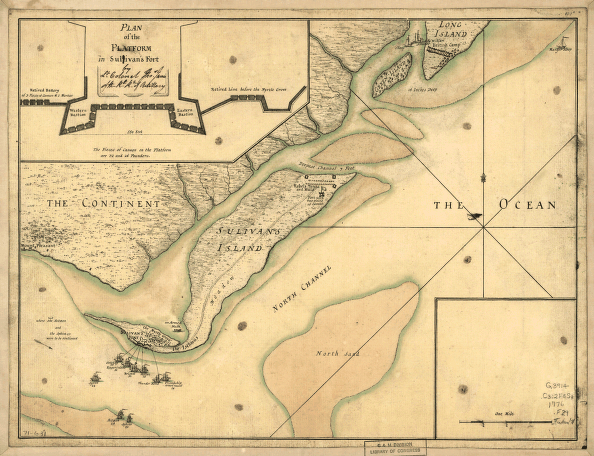 A plan of the attack of Fort Sulivan, near Charles Town in South Carolina by a squadron of His Majesty's ships on the 28th day of June 1776