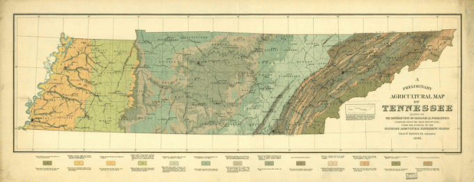 A preliminary agricultural map of Tennessee based on the distribution of geological formations