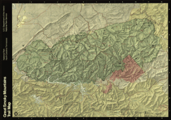 Great Smoky Mountains National Park, North Carolina/Tennessee, trail map
