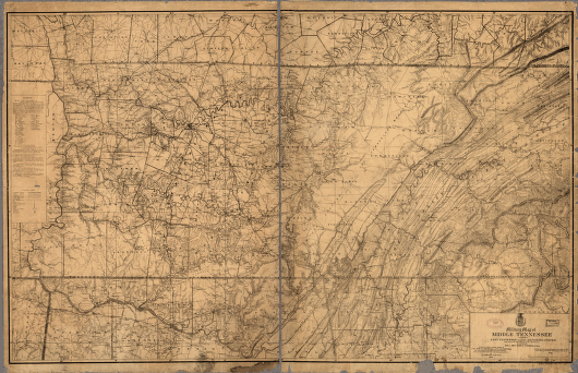Military map of middle Tennessee and parts of East Tennessee and the adjoining states