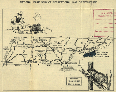 National Park Service recreational map of Tennessee
