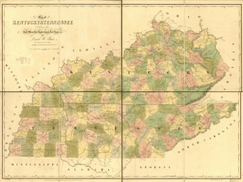 Kentucky & Tennessee exhitibing the post offices, post roads, canals, rail roads