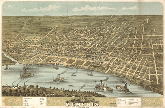Bird's eye view of the city of Memphis, Tennessee 1870