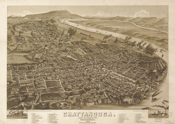 Chattanooga, county seat of Hamilton County, Tennessee 1886. H. Wellge, del. Beck & Pauli, litho.