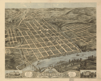 Bird's eye view of the city of Knoxville, Knox County, Tennessee 1871.