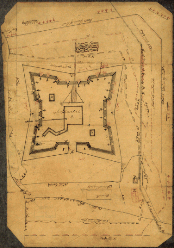 Map of Fort Sanders, Knoxville, Tennessee, showing the Confederate assault of Nov. 29, 1863