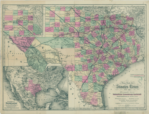 Neue Karte de Staates Texas für 1881