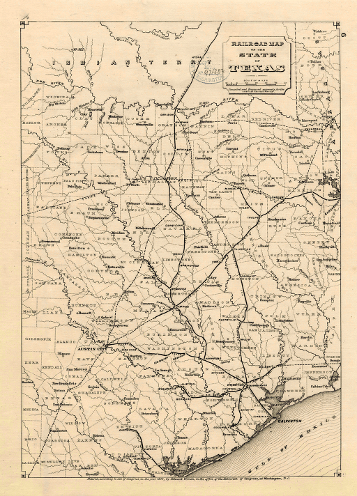 Railroad map of the state of Texas / compiled and engraved expressly for the American railroad manual