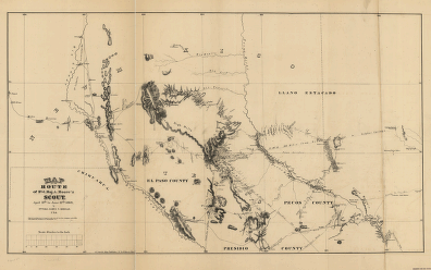 Map of the route of B'vt. Maj. A. Moore's scout, April 11th to June 12th 1869