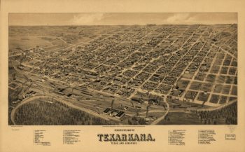 Perspective map of, Texarkana, Texas and Arkansas. Beck & Pauli Lith.