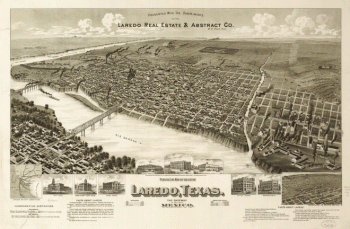Perspective map of the city of Laredo, Texas, the Gateway to and from Mexico