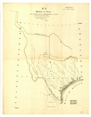 Sketch of Texas with the boundaries of Mexican States