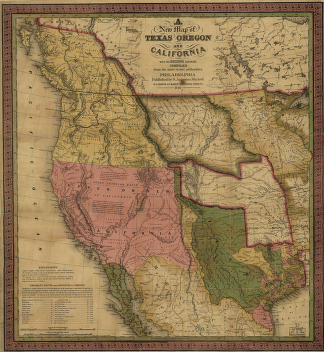 A new map of Texas, Oregon and California.