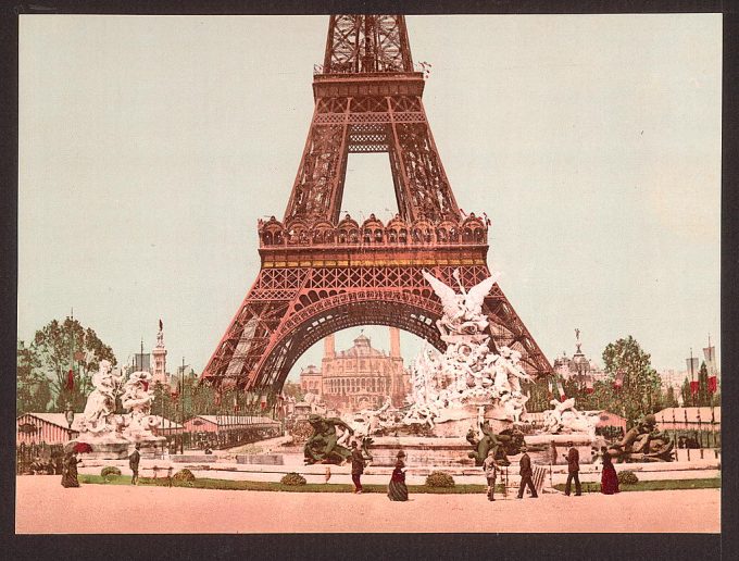 Eiffel Tower and fountain, Exposition Universal, 1900, Paris, France