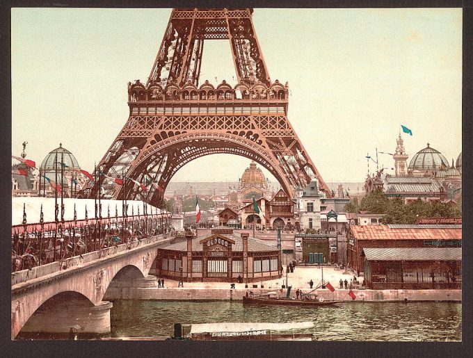 Eiffel Tower and general view of the grounds, Exposition Universal, 1900, Paris, France