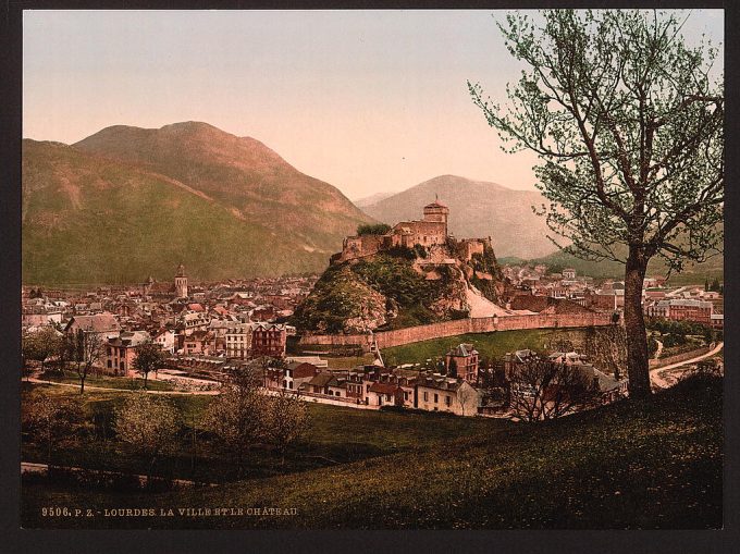 The city and the castle, Lourdes, Pyrenees, France